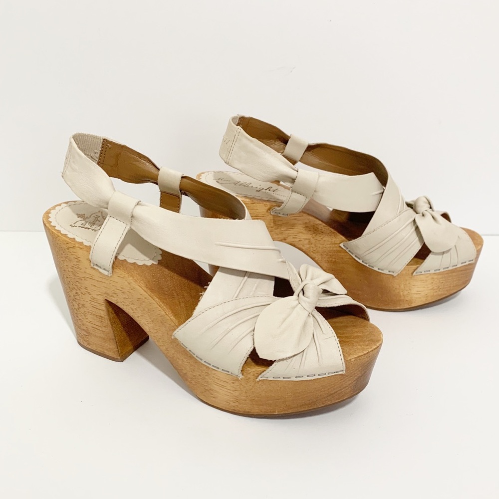 Miss Albright Wood Heel Clog Platform Sandal Bow
